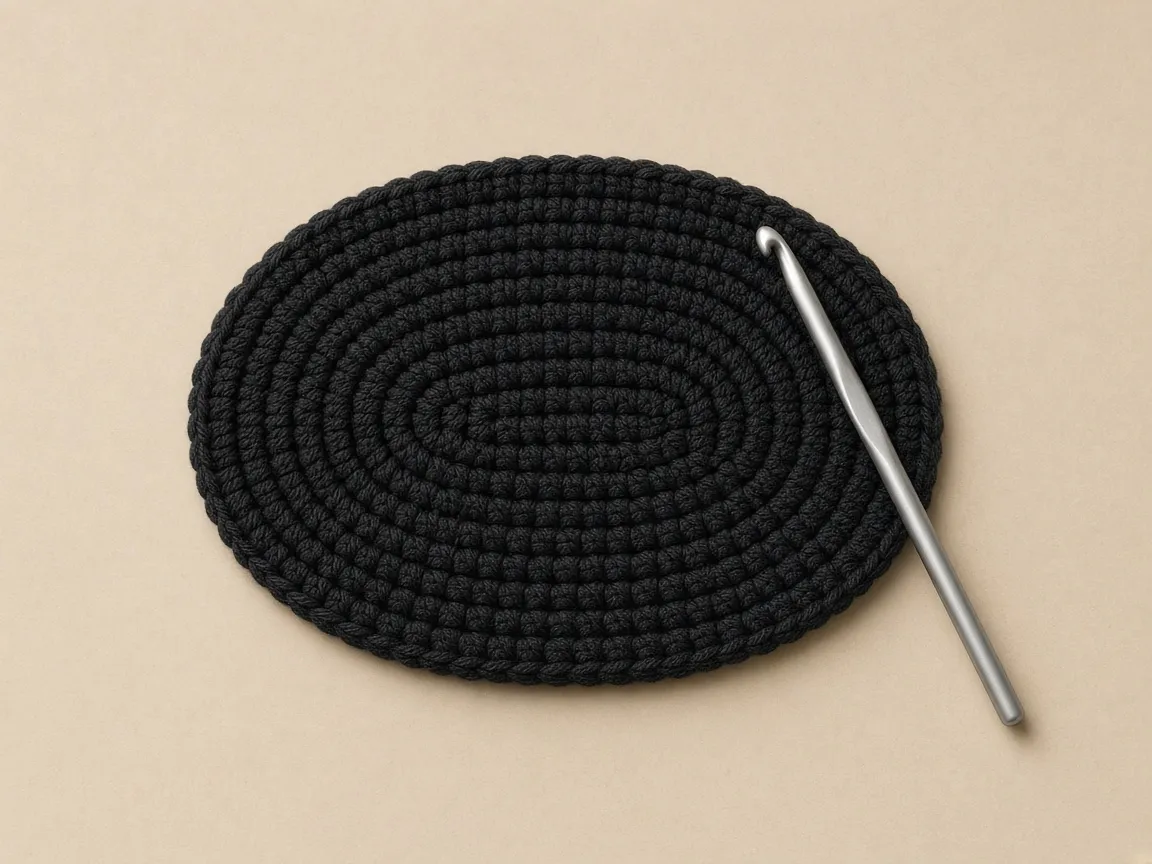 The base is a flat oval. The walls come after this.