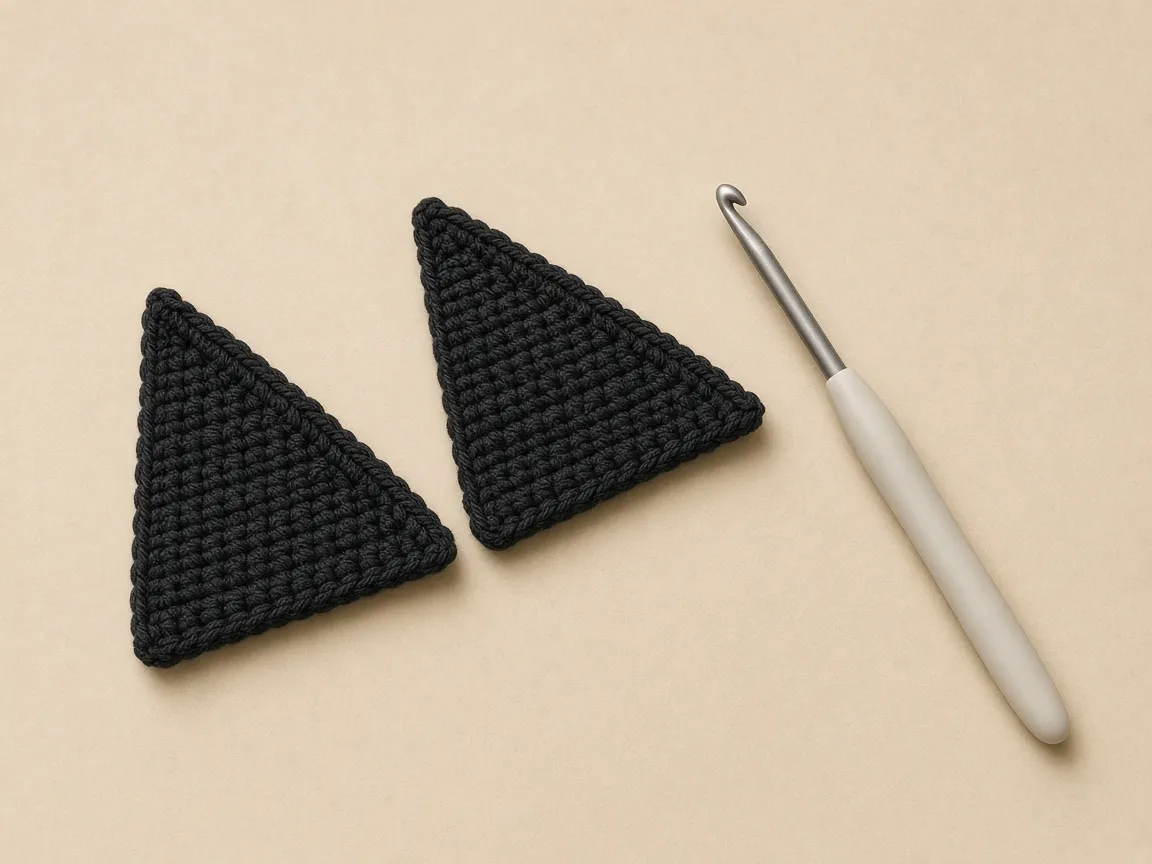 Each ear is a small flat triangle, made before it is sewn on.