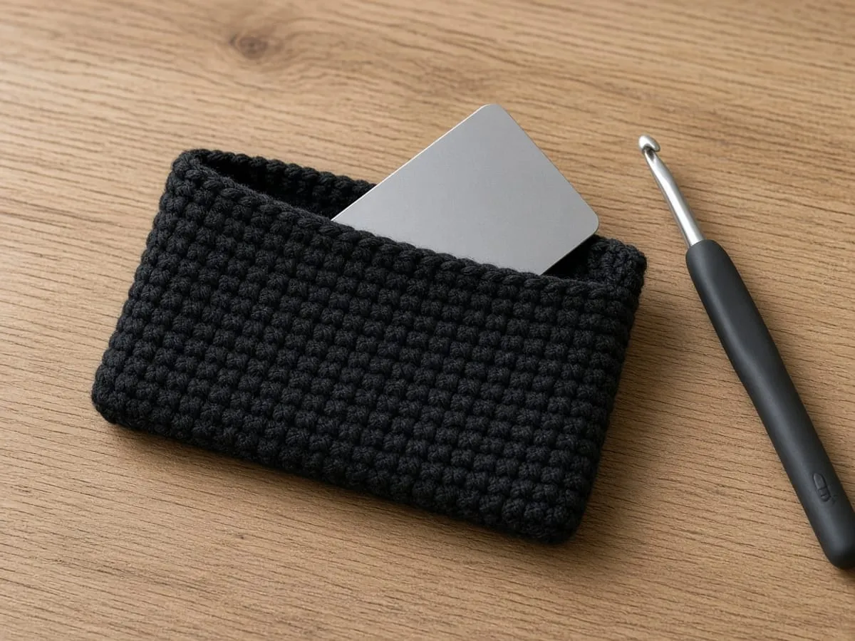 The black pocket with a card started inside, before the ears and face