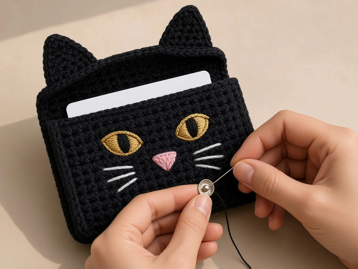 Mark the snap with a card inside, then sew the front wall only.