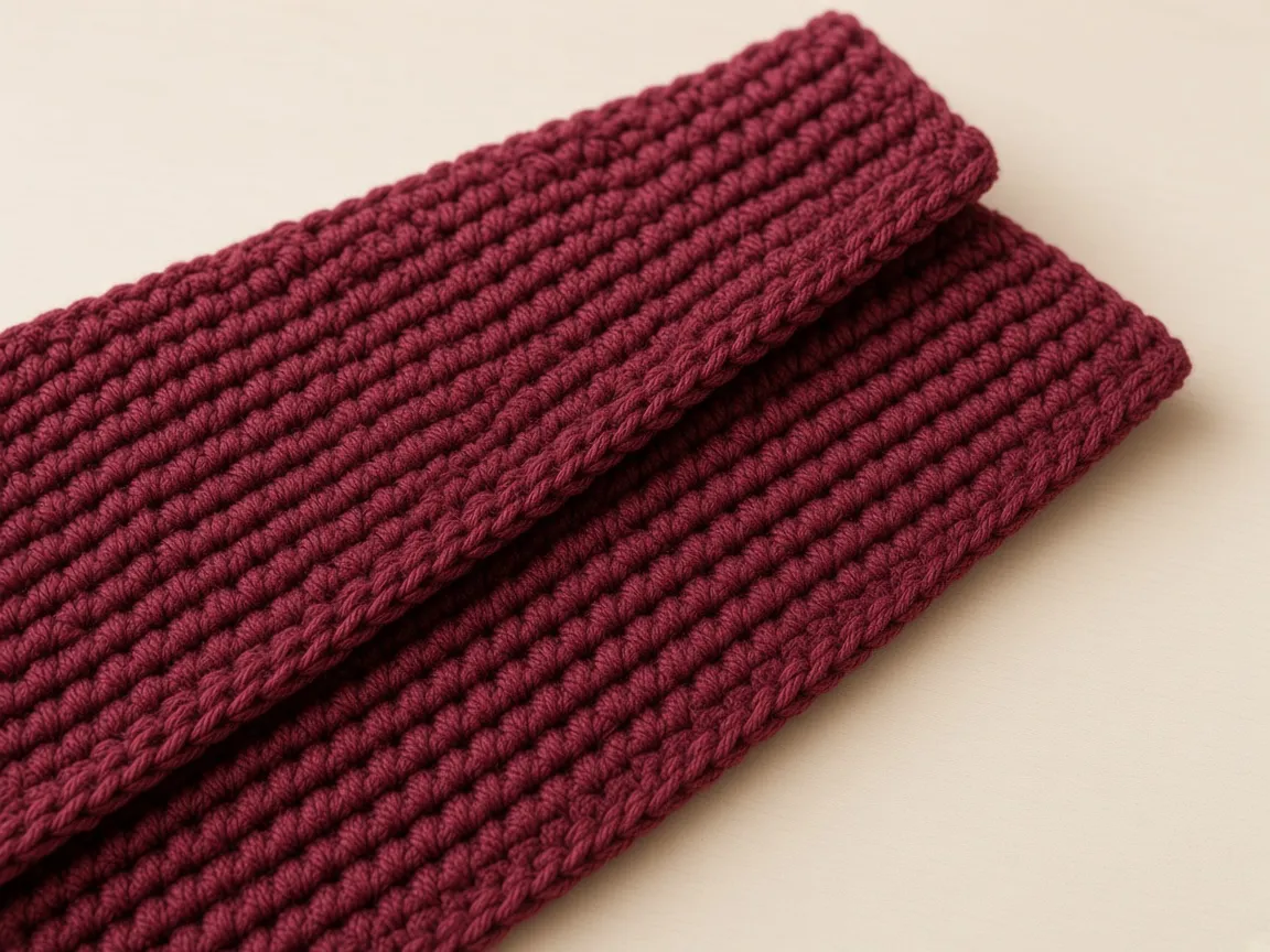 Two edges of burgundy fabric laid together