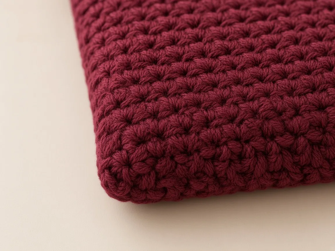 The folded bottom of a burgundy sleeve