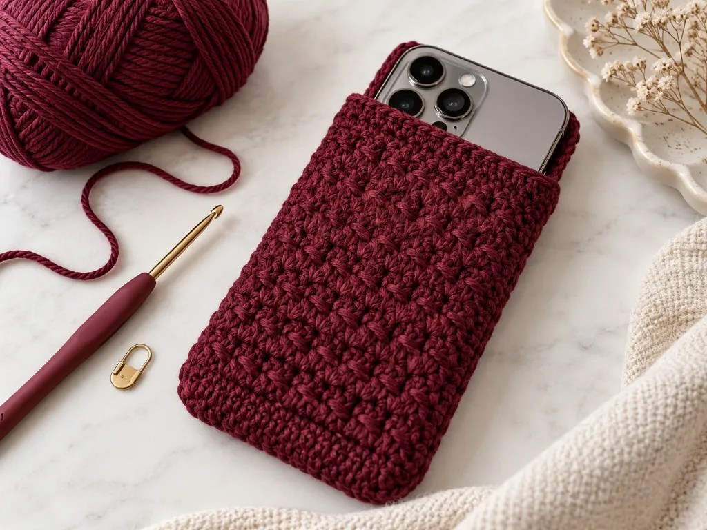 Burgundy iPhone 18 Pro Max Crochet Case: Complete Free Pattern and Step-by-Step Tutorial