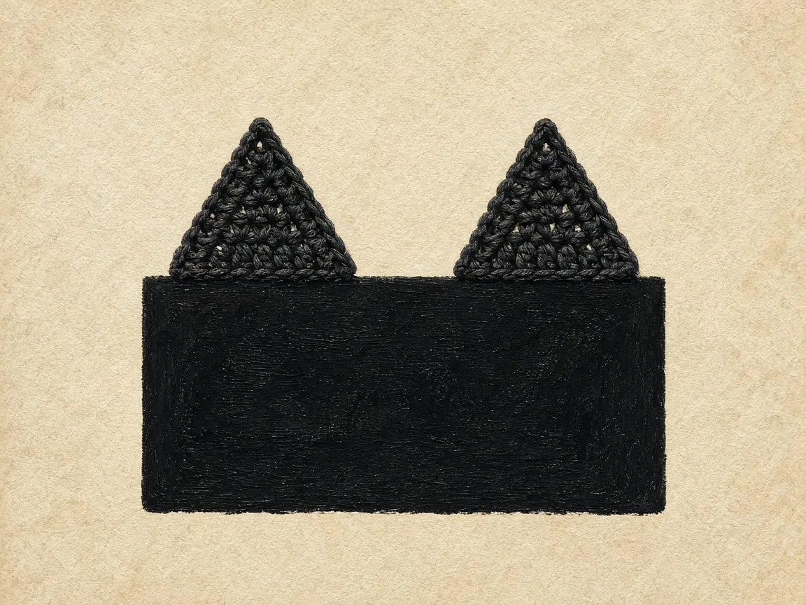 Two black triangles on the top edge of a black rectangle