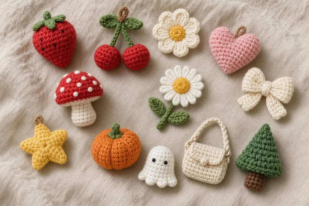 12 Crochet Bag Charm Ideas from Scrap Yarn