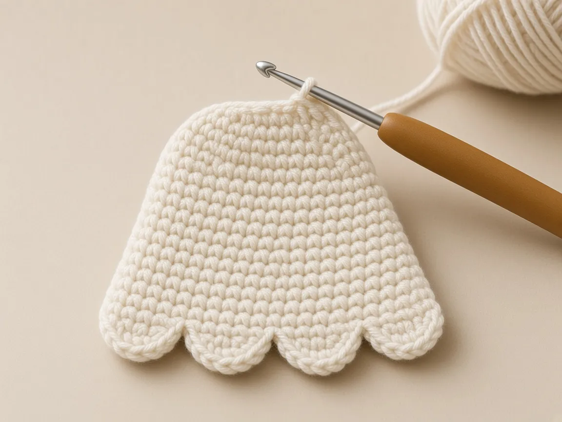 Nine single crochet across the top of row 22.