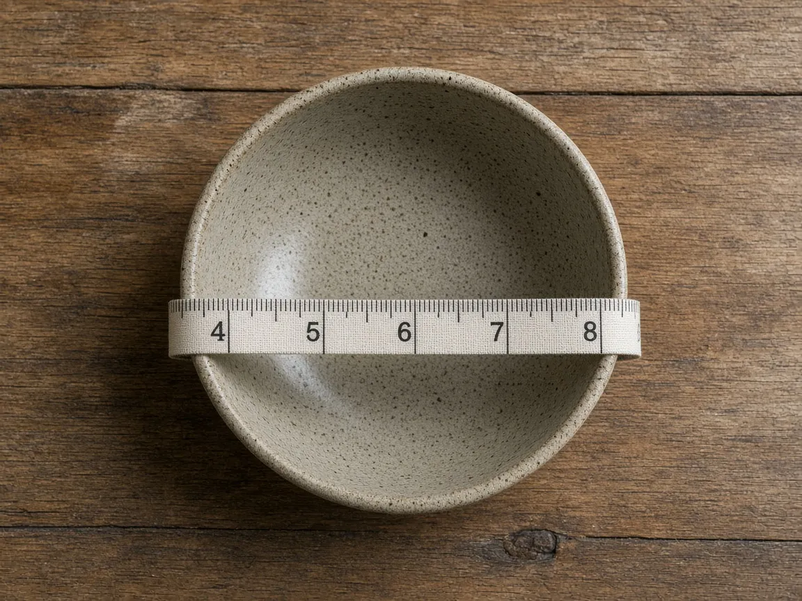 A tape laid across a plain bowl