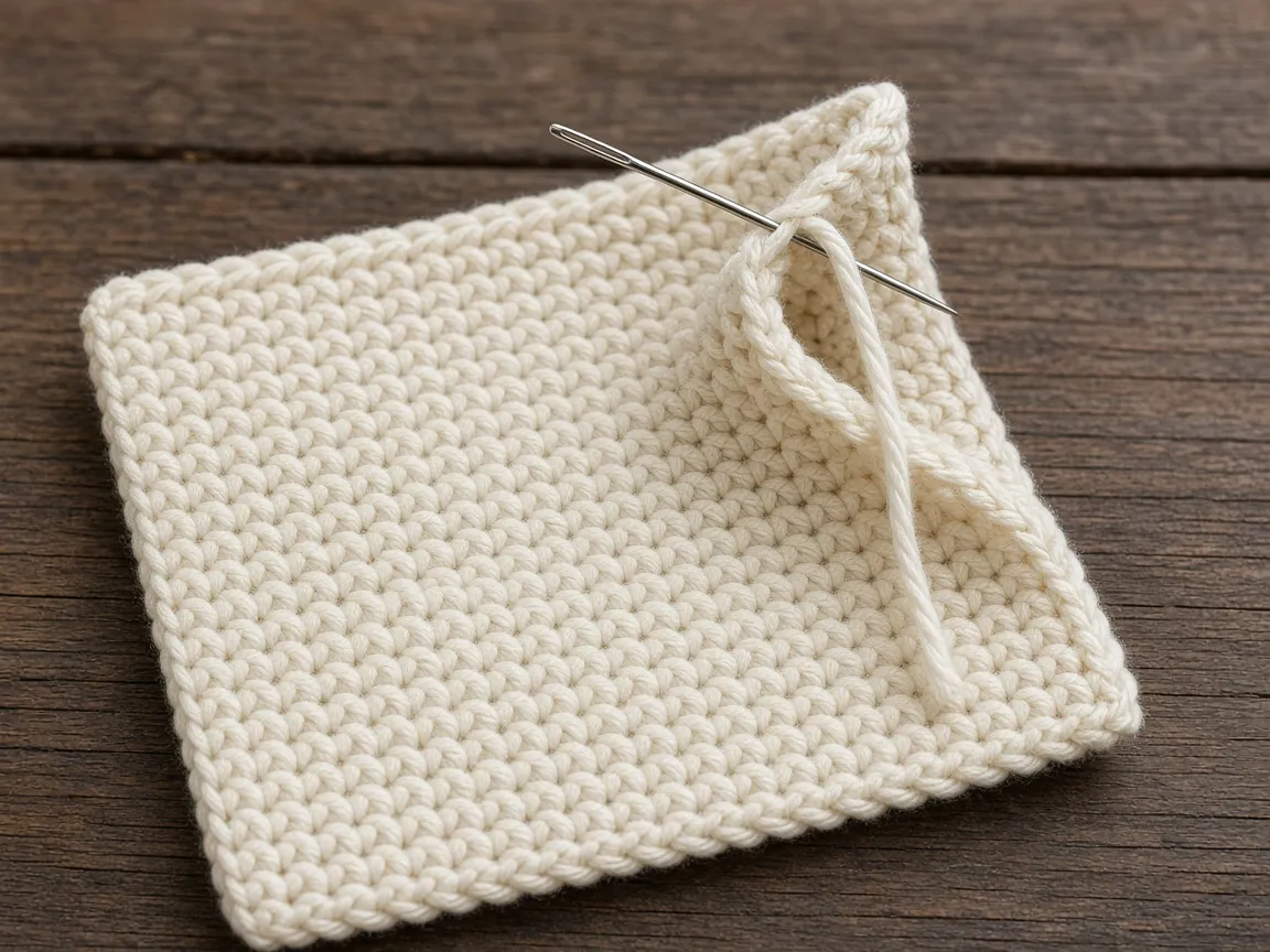 A corner pinched and sewn so the side stands up
