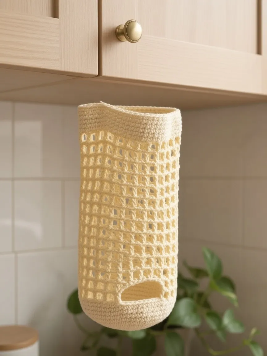 Pale yellow open square mesh body above the front oval, same product