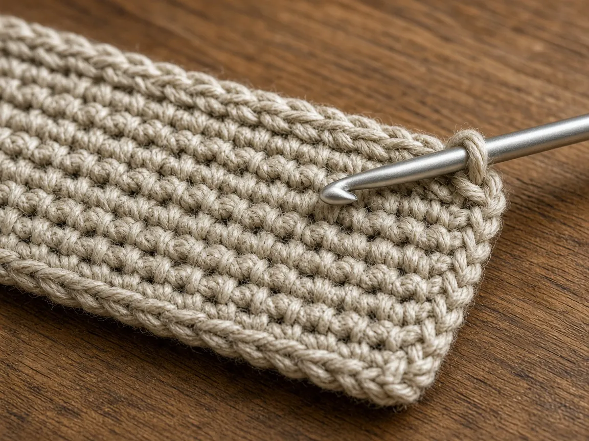 Back-loop single crochet in oatmeal yarn