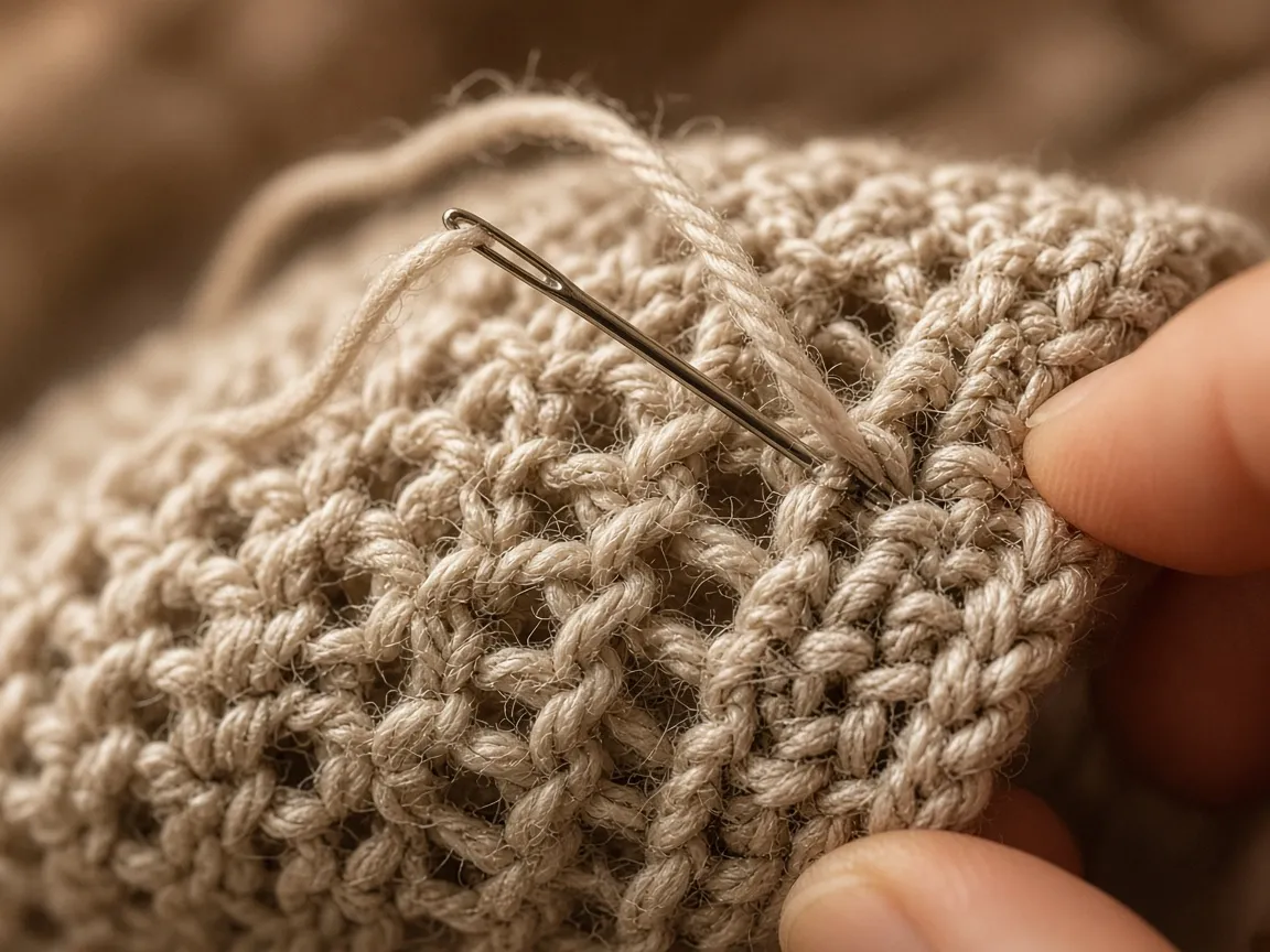 The short ends sewn into a loop