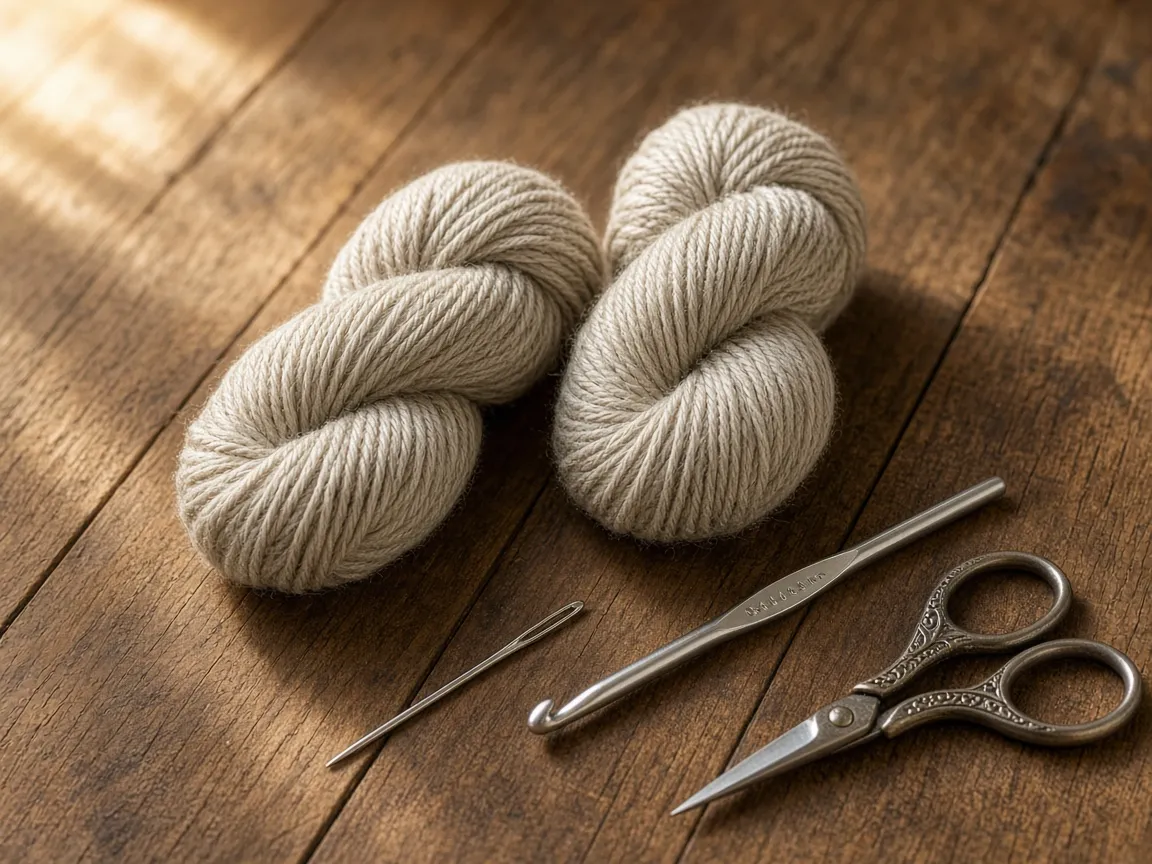 Worsted yarn and a hook for a pair of gloves