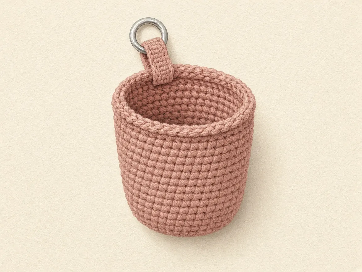 The holder hanging from the ring, opening upward