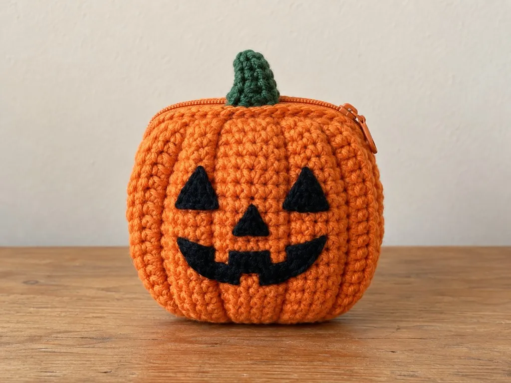 Pumpkin Crochet Wallet: Free Jack-o'-Lantern Card Pouch Pattern