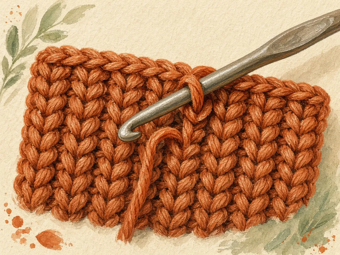 Orange ribbed crochet with a hook in one stitch