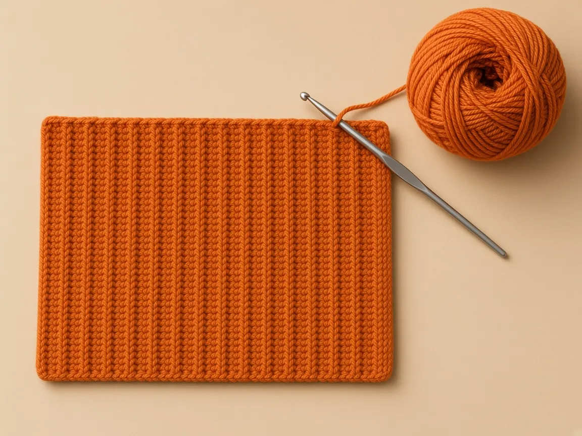 One single crochet in each row-end bump along the long edge.