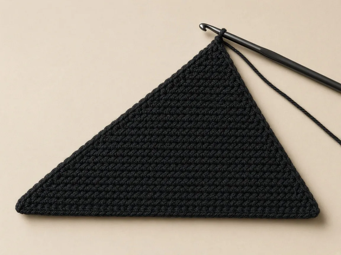 Both ends decrease on every flap row until the tip is one stitch.