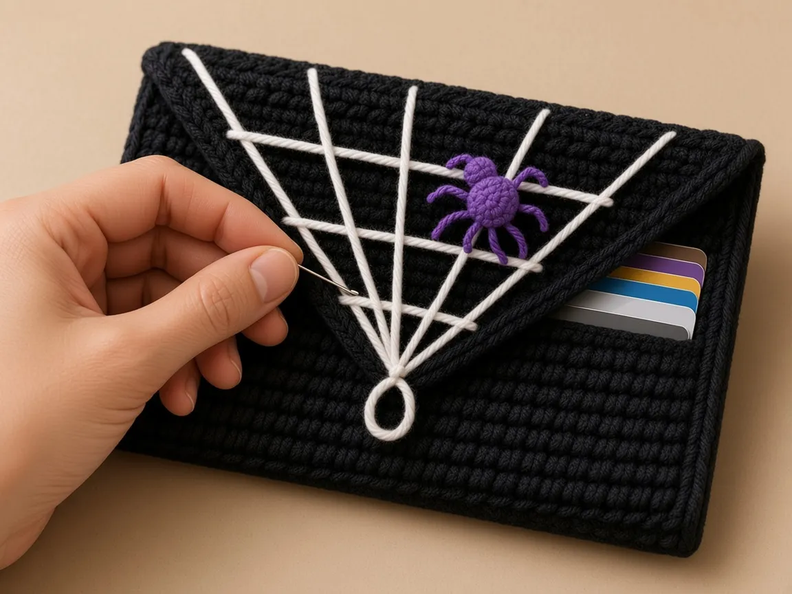 Close the flap with cards inside, then mark where the loop lands.