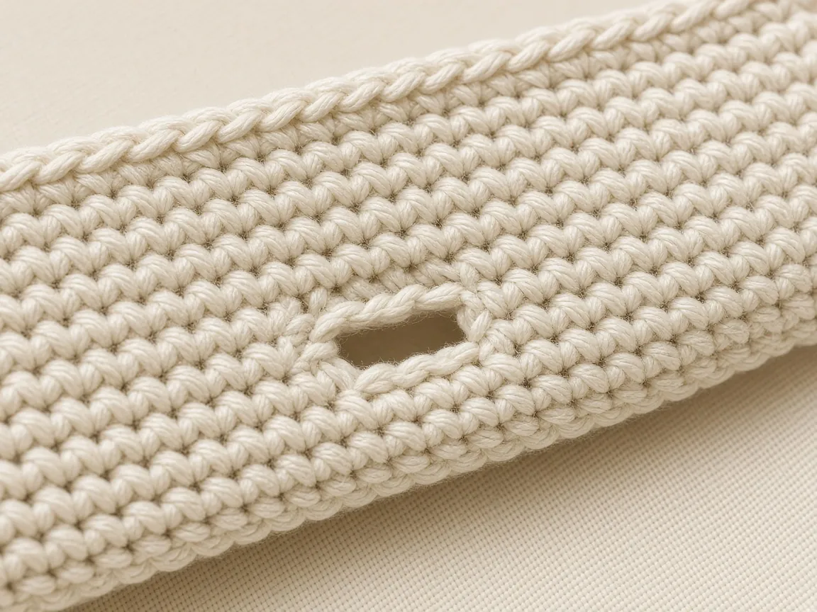 A cream crochet buttonhole