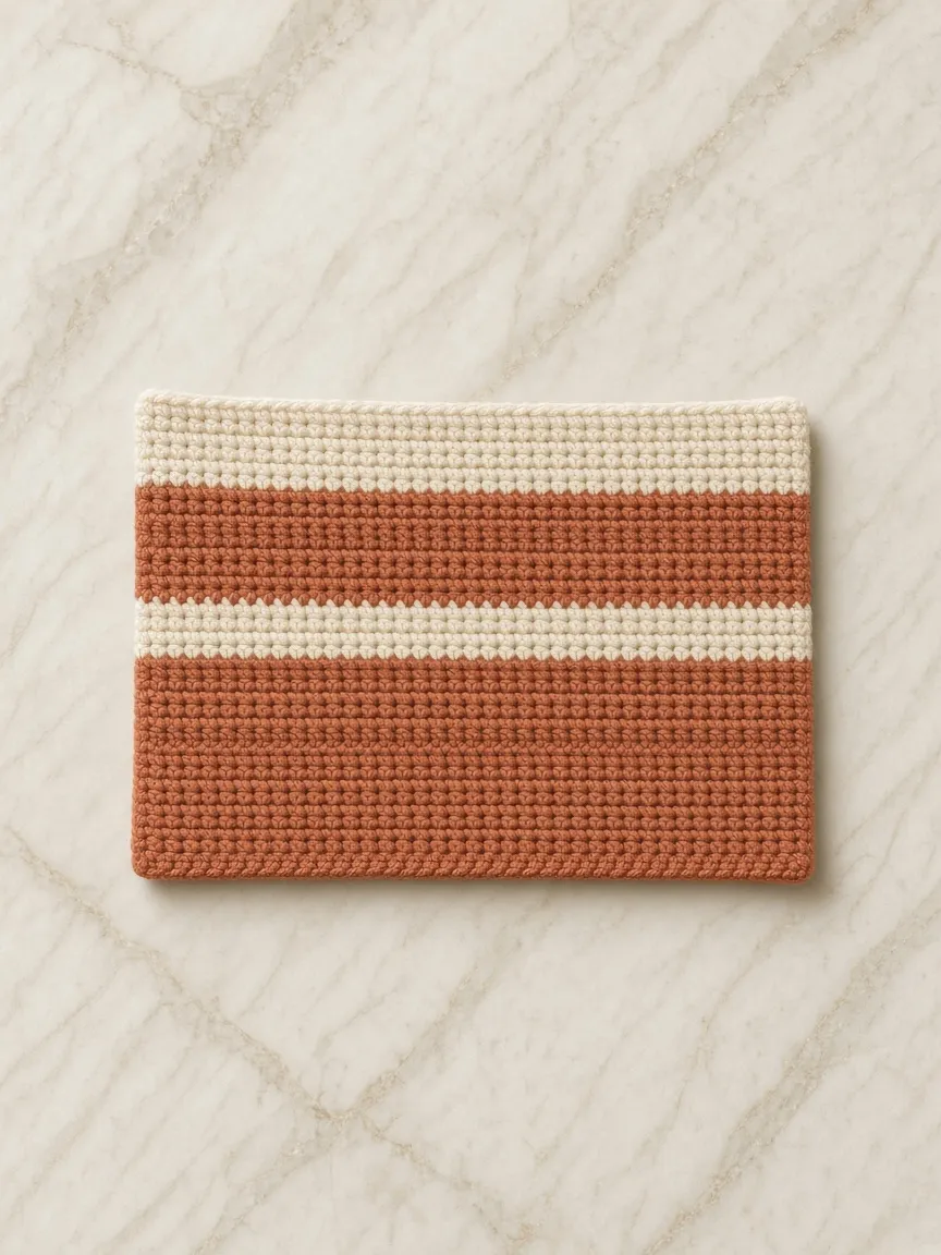 A flat striped panel, cream at the top