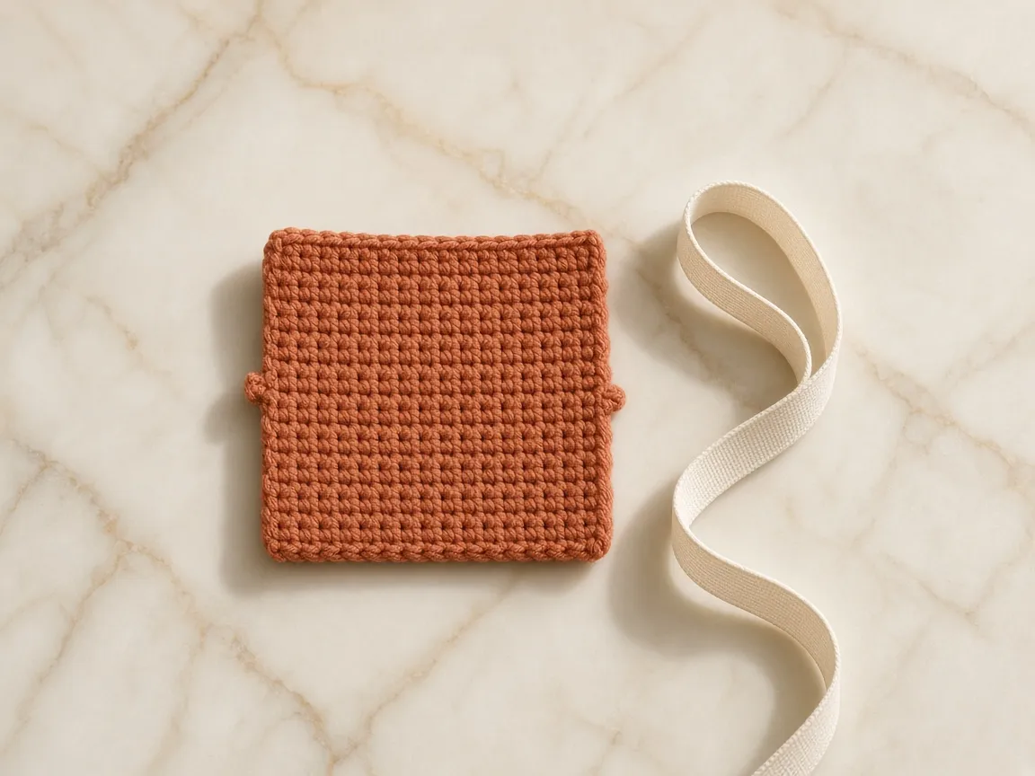 A terracotta single-crochet swatch