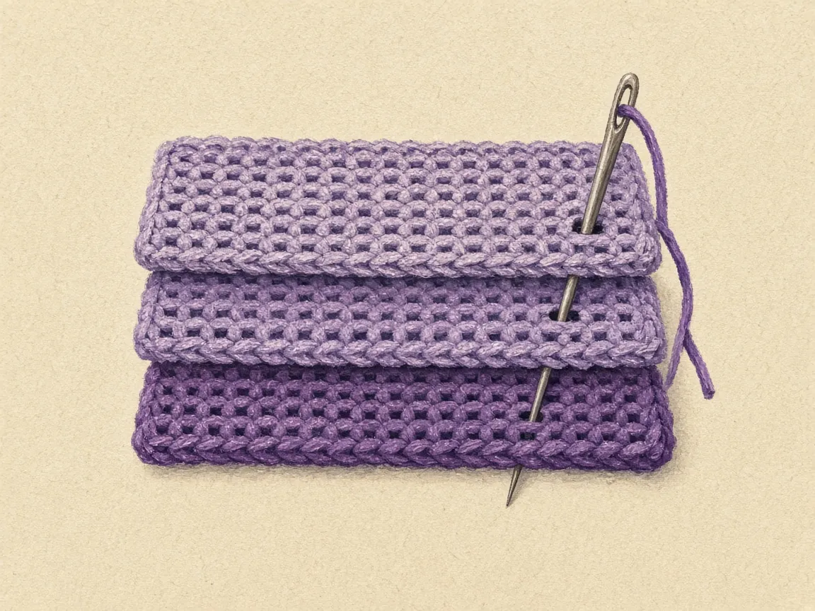 Three purple layers with a needle through the side