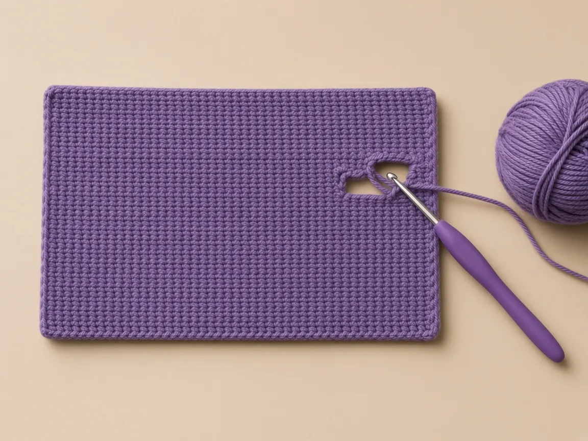 The buttonhole is a chain-3 space in the middle of the row.